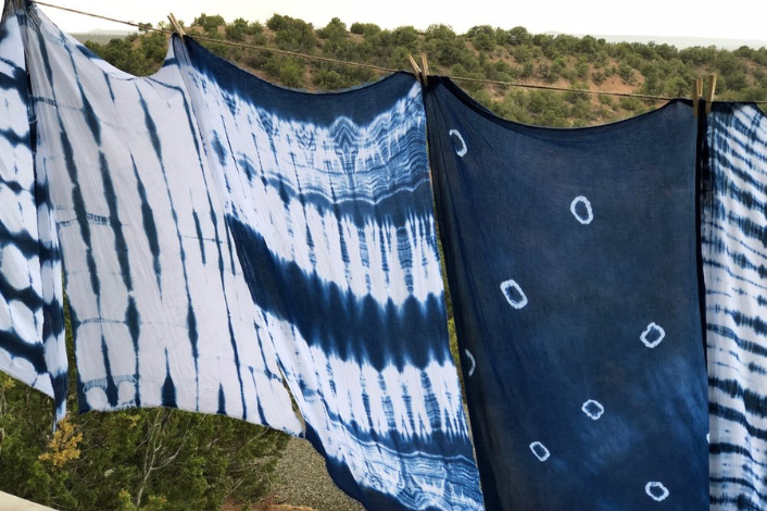 Dyed Pieces of Cloth hanging on a line