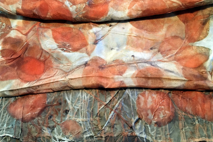 Scarf that was dyed with natural eucalyptus flowers