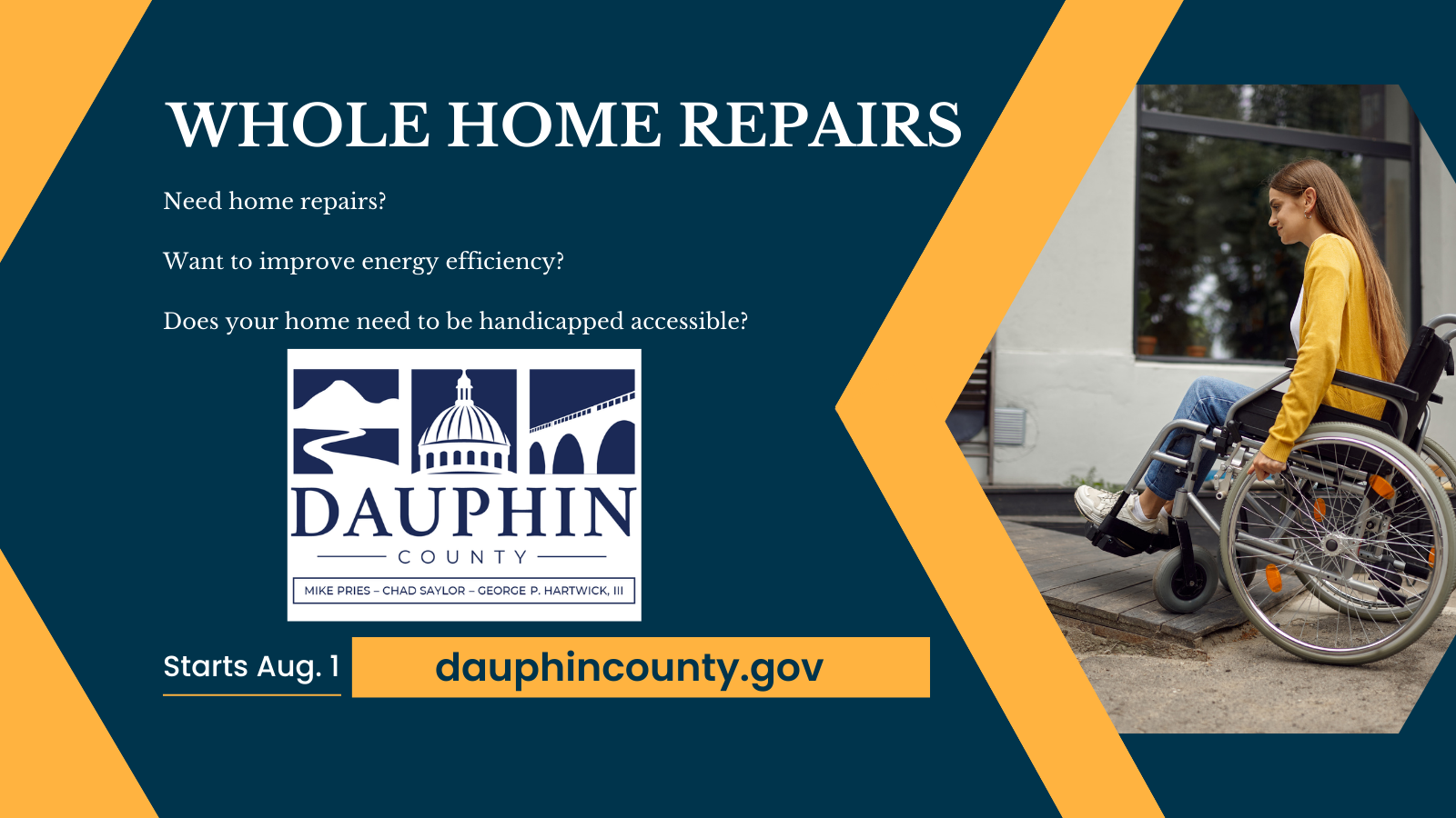 Whole home repair grant infographic starts august 1st