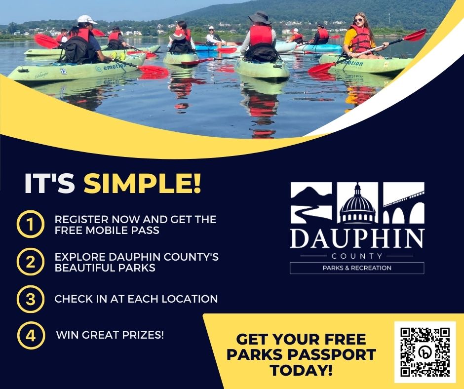 Register for a free mobile pass, Explore Dauphin County Parks, Check in at each location, win great prizes