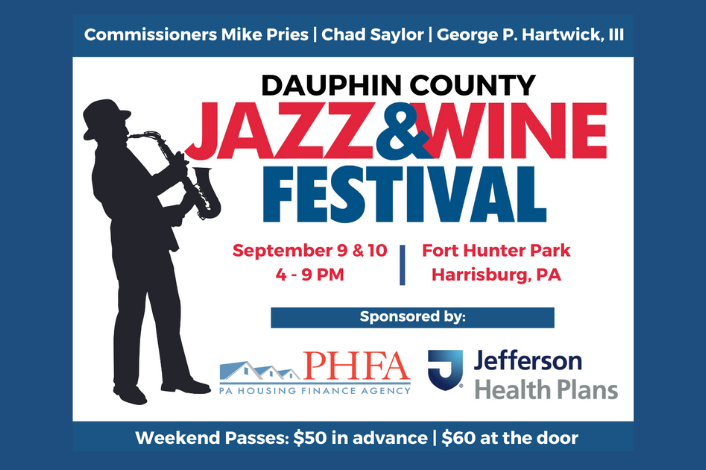 Dauphin County Jazz & Wine Festival Logo September 9 & 10, 2023 at Fort Hunter Park in Harrisburg, PA