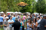 A crowd of people enjoying BrewFest outdoors at Fort Hunter Park