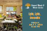 Lyle, Lyle Crocodile singing in a bathtub. Movie showing at Fort Hunter Park July 7, 2023