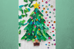 Christmas Tree made from various colors of mosaic glass