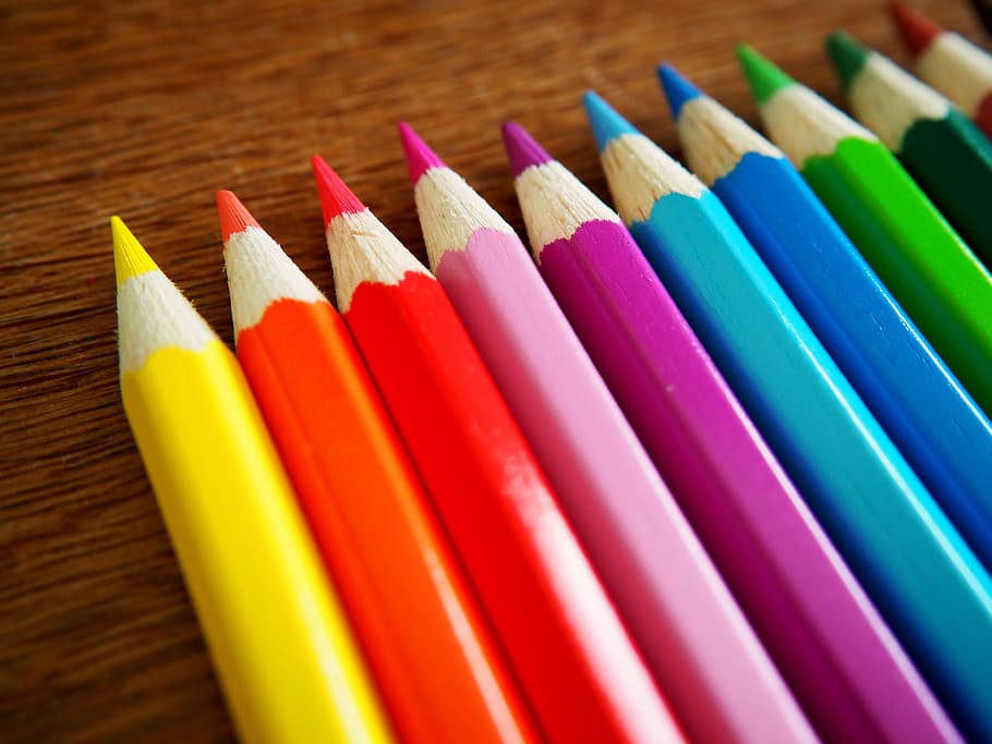 colored pencils lined up