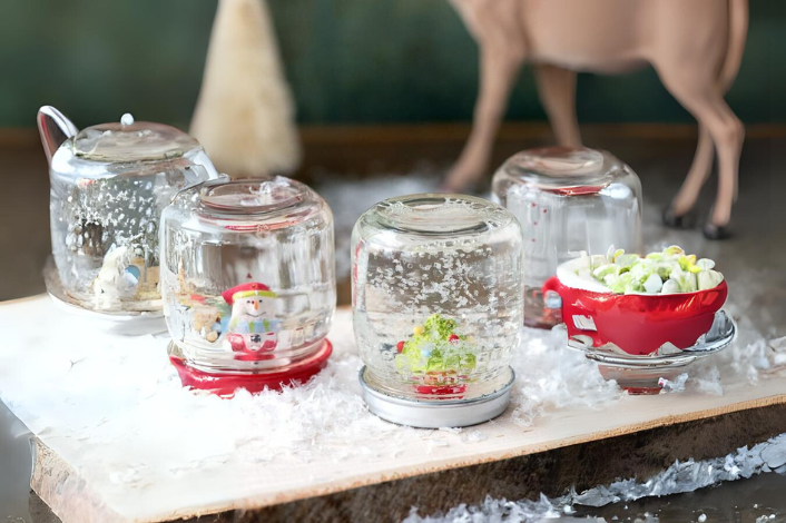 Crafted winter snow globes