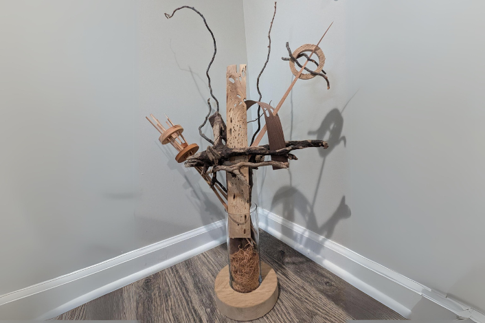 driftwood and other wood to create an art bouquet